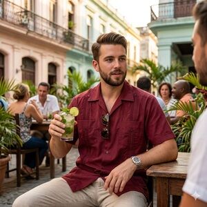 D'Hortala Fine Guayabera – Authentic Burgundy 100% Cotton Embroidered (Size 42)